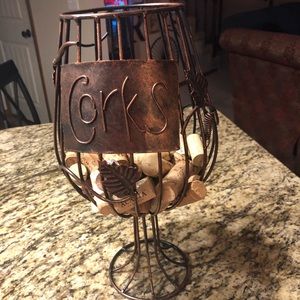 METAL WINE GLASS SHAPED CORK HOLDER